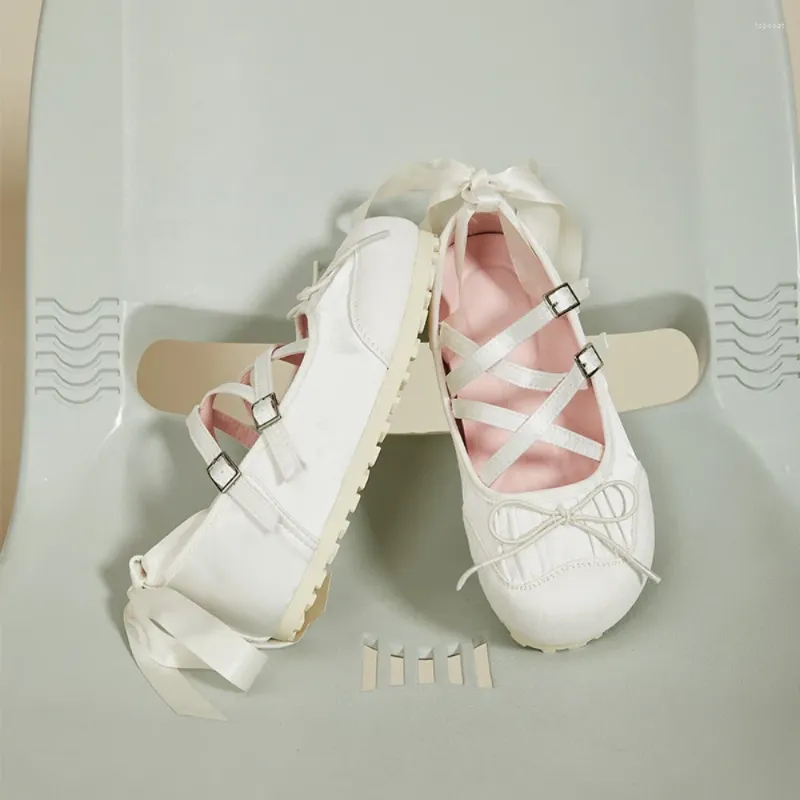 Zapatos casuales para mujeres pisas 2024 ballet de primavera/verano Ballet Bottom atada Flats Firen's Breathable y cómodo soltero