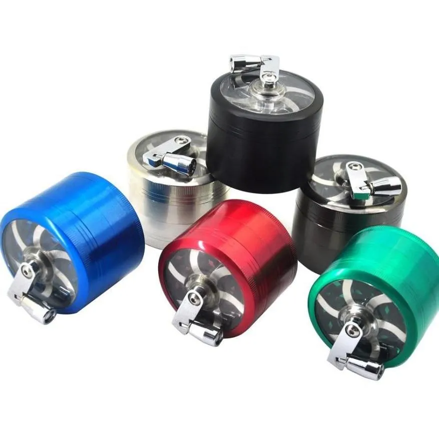 Arts and Crafts Tobacco Grinder 50 mm 4Layers Zicn Alloy Hand Crank Grinders Metal for Herbs Herbal Trop Drop Livrot Home Garden Dhs7p