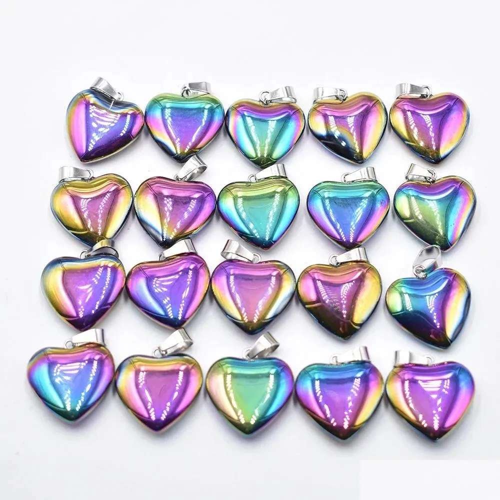 Charms Love Heart Stone Pendentidants 20 mm en gros 20 / lot Colorf naturel pour les bijoux de bricolage Faire des femmes Drop Drop Livrot Finding Dhgarden dhgih