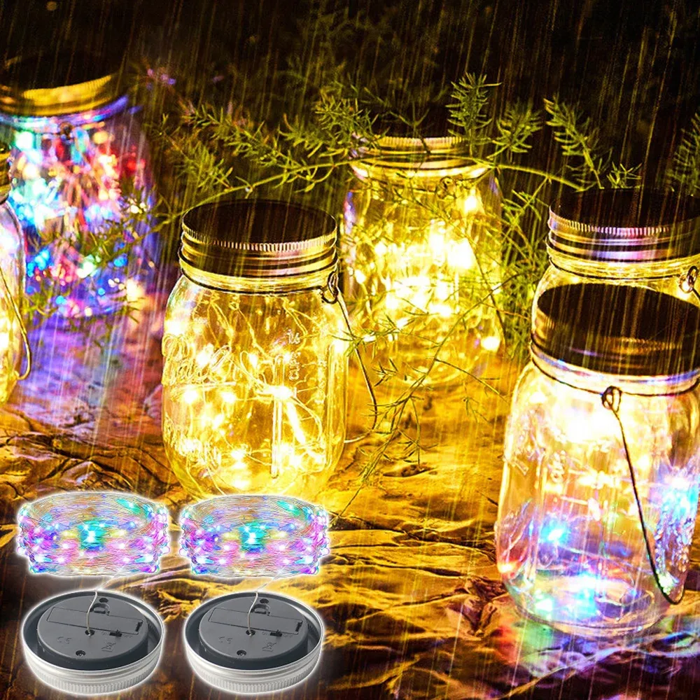 Dekorationen Solar Power Mason Jar Deckel Leuchten LED wasserdicht