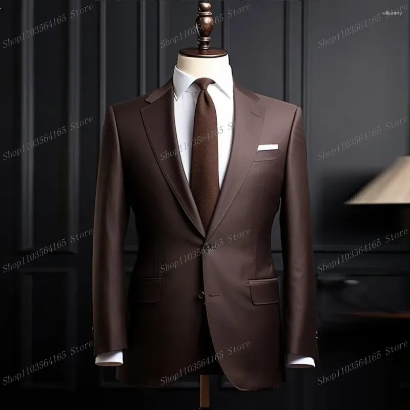 Garnitury męskie Brown Men Blazer Business Formal Office Płaszcz Casual Prace Prom Single Jacket Wedding Party Fashion Suit B19
