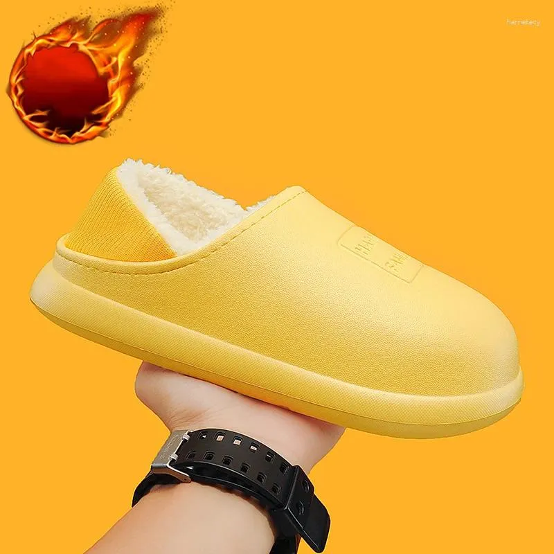 Slippers 5002Winter Women Boots Thick Sole PU Plush Home Men Slipper Warm Soft Waterproof Indoor Platform Outdoor Shoes