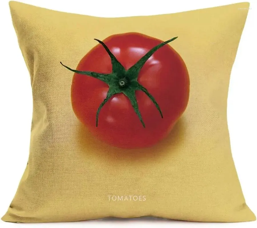 Kudde Yellow Linen Cover Summer Fruit Series Pillowcase Office Home Soffa Dekorativ fyrkant 45x45 Fall