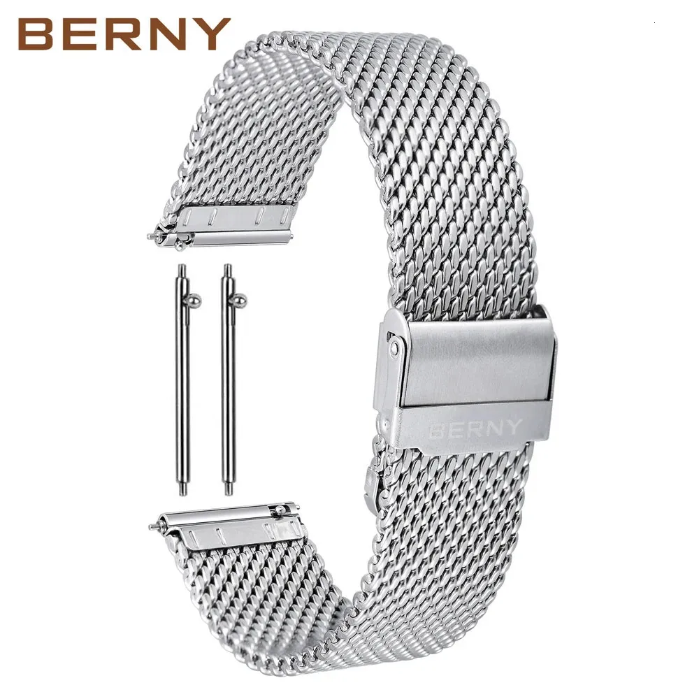 Relógio rápido de 1624 mm Strap Strap Milanese Aço inoxidável Malha de pulseira à prova d'água Pulseira de pulseira Acessórios de relógio Watchbands 240409