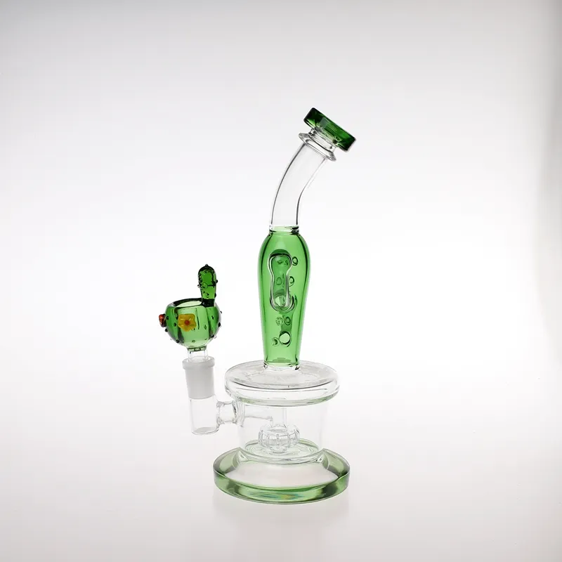 Modello di cactus verde H23 cm all'ingrosso bronco di vetro/vetro brongs bongs tubo/9 pollici di tubi di vetro di bong d'acqua