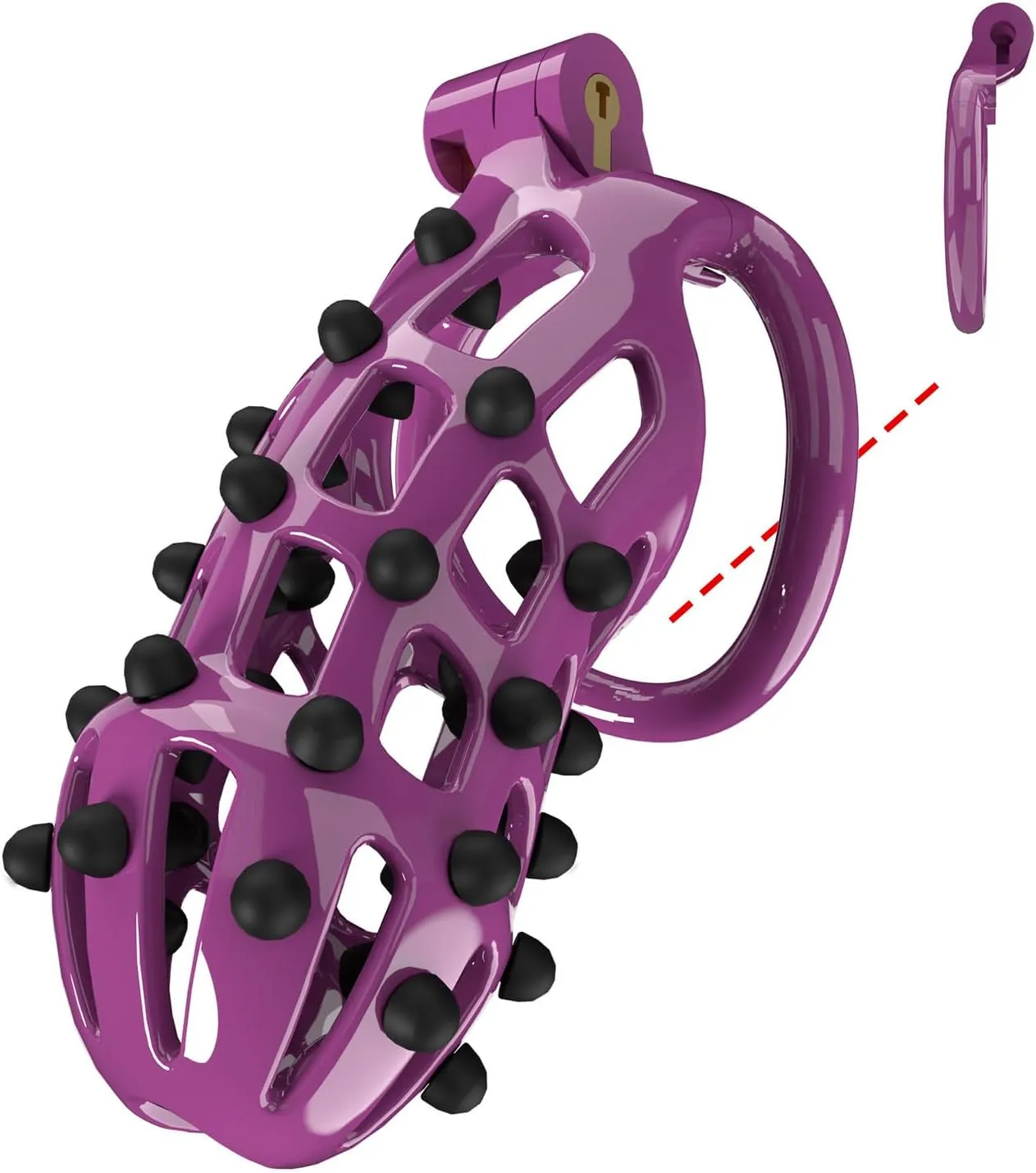 Pink Chastity Cage för män med 4 kukringar och silikonspikar Nylonharts Penis Lock Bondage Gear Accessories Kit BSDM Toys for Couples Sex (Purple-Flat-A5Z)