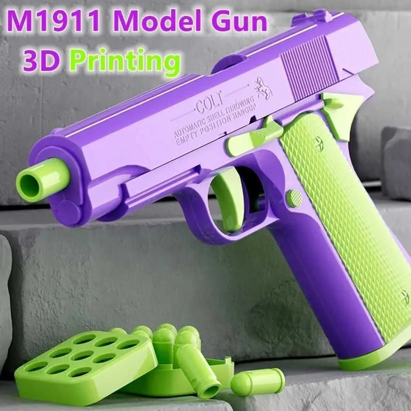Gun Toys 3D wydrukowane M1911 Shell Wyrzucanie pistoletu Pistolet Model grawitacyjny prosty skok zabawka nie do pojemności dzieci stresy zabawka