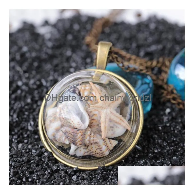 Colliers pendents Fashion Beach Wind Shell Conch Star Collier Glass Moonlight Gemstone Ocean Element For Women Jewelry Drop délivre DH9EX