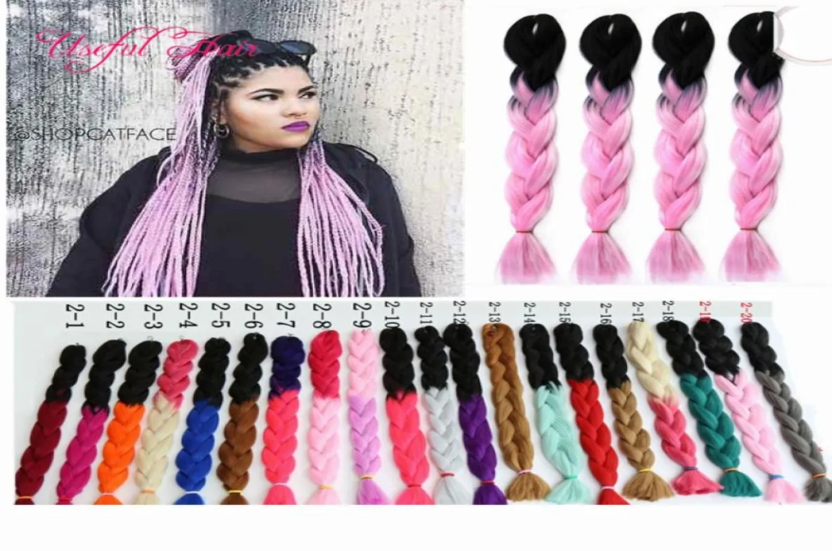 Kanekalon Jumbo Braiding Hair Synthetic Twone Twone Hair Color Black Brown Jumbo Braids Burks Extension Cheveux 24inch Ombre Expressi6830076