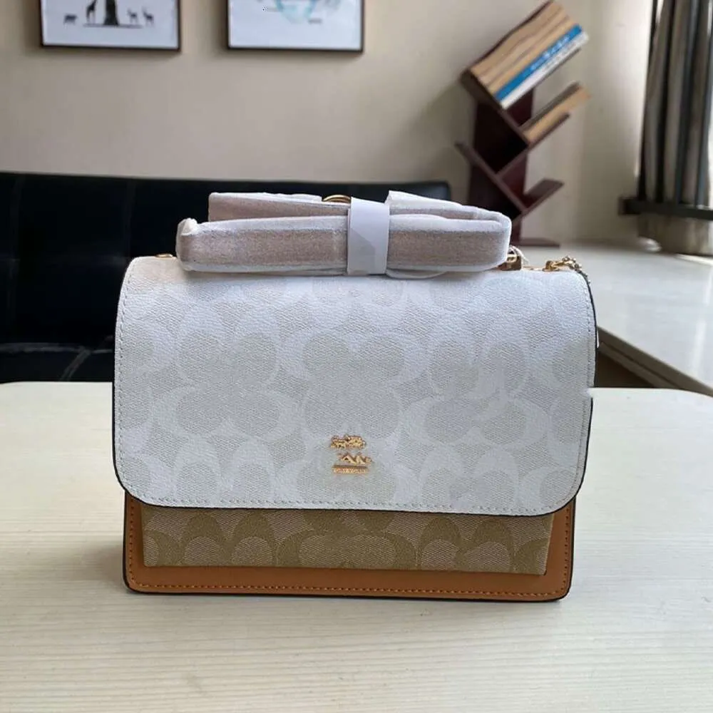 ハイエンドのトレンディなデザイナー対角バッグOlay New Bag Womens Glacier White Milk Tea Color Small Square Klareチェーンオルガンバッグ