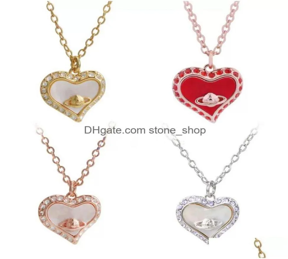 Colliers de pendentif à l'ouest Un collier de perle fl de diamant terre planète bijoux de gouttes pendentifs dhwvh3371671