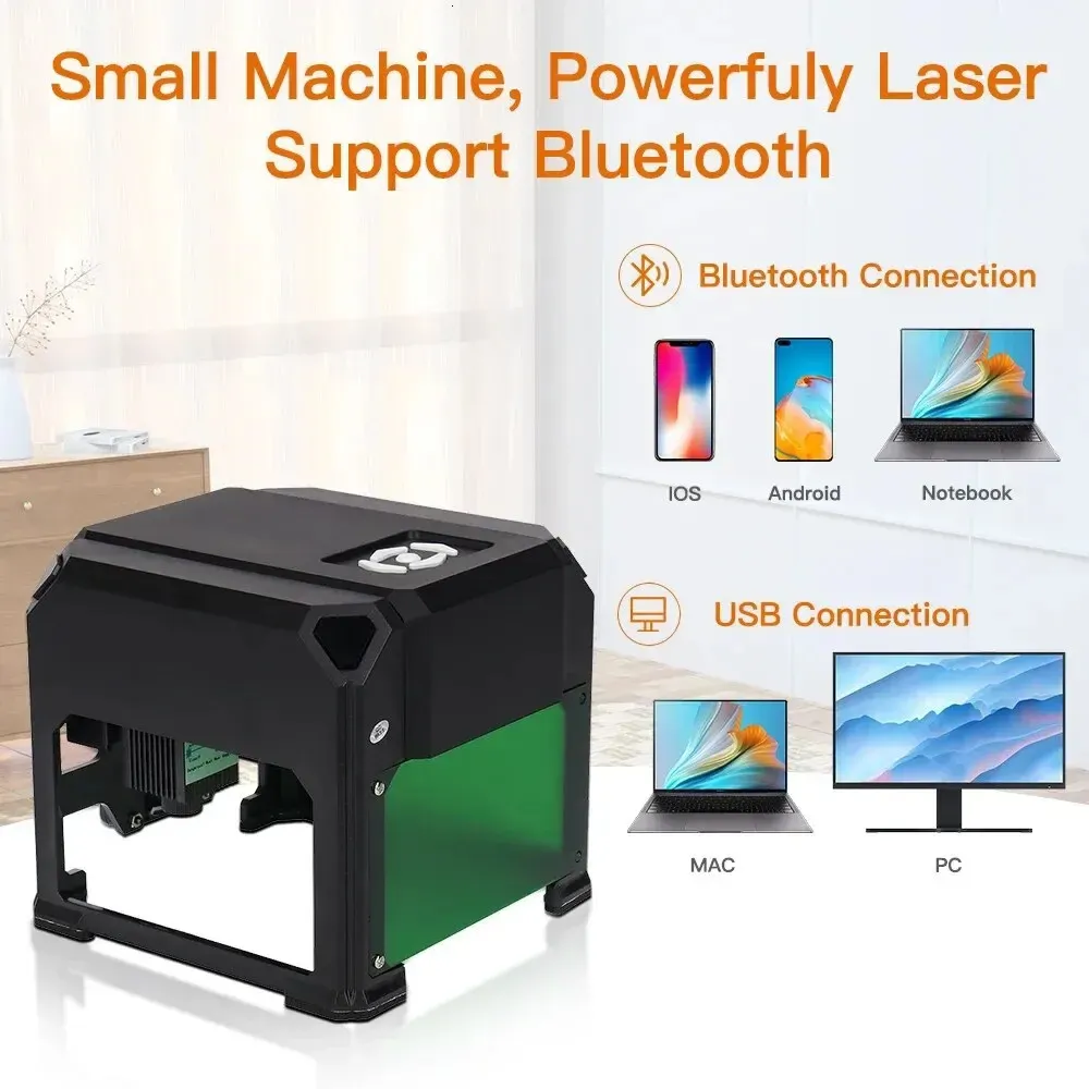 CNC K4 Laser Engraver Woodworking Mark Printer Mini 3000 MW met Bluetooth -lasergraveermachine voor houten leer MDF -papier 240423