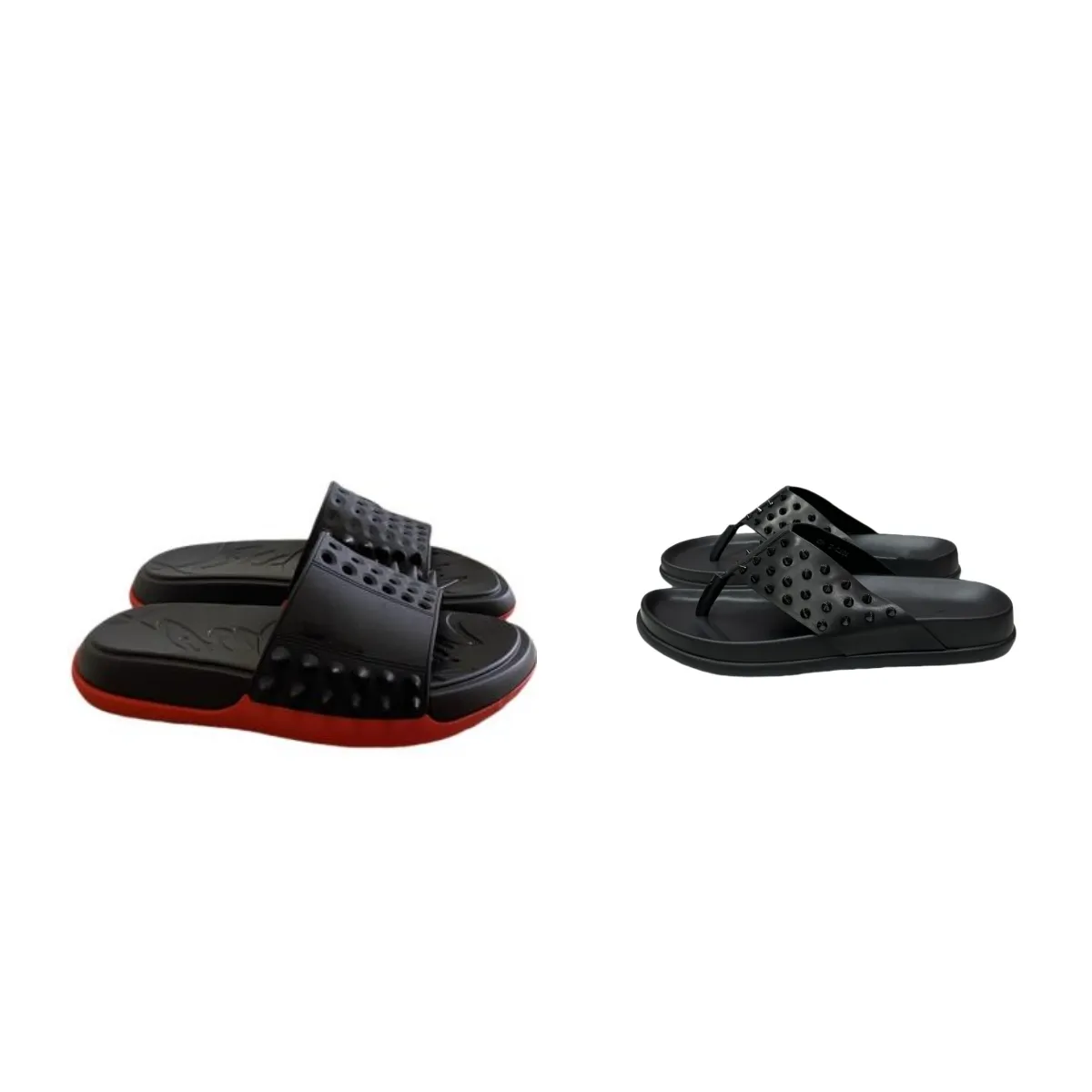 24fw zomer y2k rode bodems slippers slippen glijden buiten designer sandalen vrouwen rode zool slippers pantoufle mode klinknagels schoenen diamant designer slippers slippers