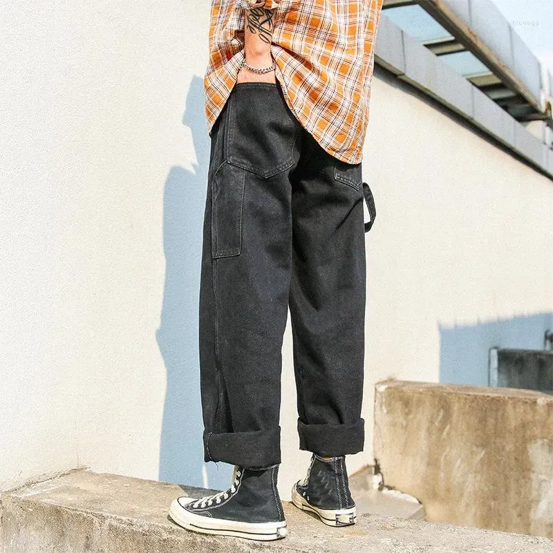 Mens Jeans Oversized Wide Leg Men Solid Straight Long Denim Pants 2023 Spring Baggy Daddy Trousers Large Size Menswear Original B171 D Dhcve