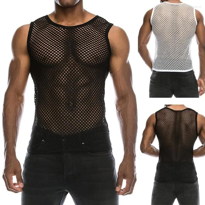 Men's Tank Tops Men Sexy Mesh See Through Vest Top Casual Breathable Sleeveless Vests 2024 Summer Streetwear Tanks Ropa Hombre