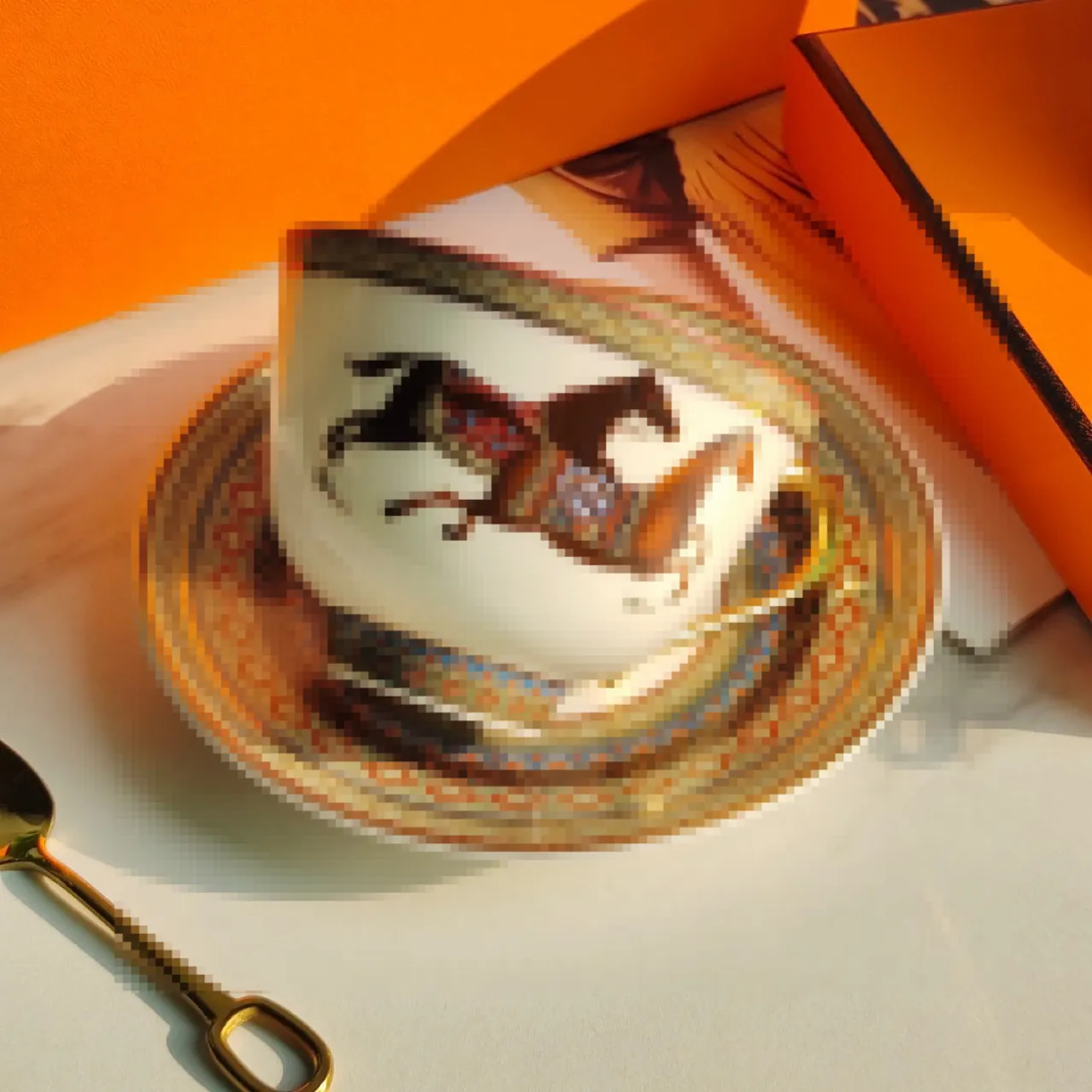 Designer Cups and Saucers Sets Steed Series Bone China Two Cups Two Dishes Two Spoons Coffee Tea Sets Home Office Gifts