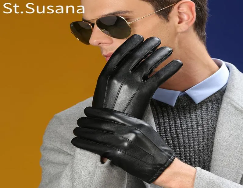 Stsusana 2018 Autumn Winter Male Pu Leather Glovesファッションタッチスクリーングローブ暖かい冬の手袋ゆるい車の運転ミトンS10259222686