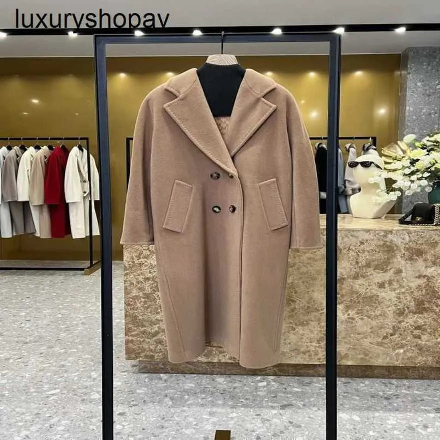 Maxmaras Cashmere Coat Womens Wool Coats 2024 Осень и Зимние Звезды Тот же стиль 101801 Верблюд Двойной Брусный Силуэт Длин