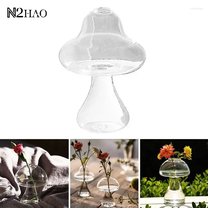 Vase Desktop Glass Mushroom Shape Planter Hydroponics Vase Vase Frosted with Home Decoration Terrarium Stand