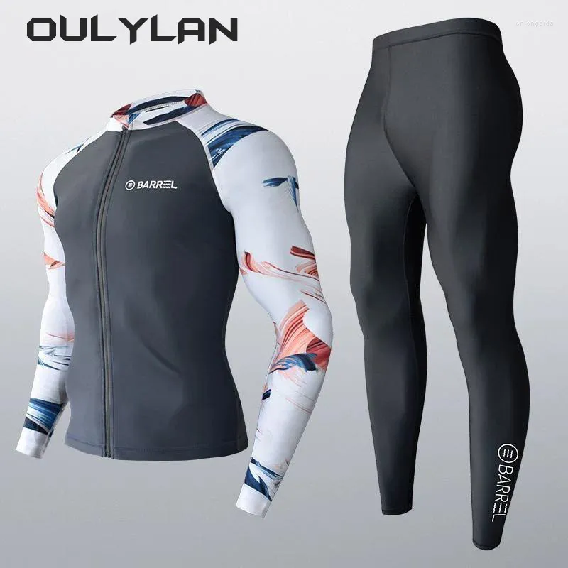 Swimwear Women's Ollylan Men's 2-3 Piece Rash Guard With Boy Shorts à manches longues Zipper de maillot de bain de maillot de bain WETSuit WETSIOT