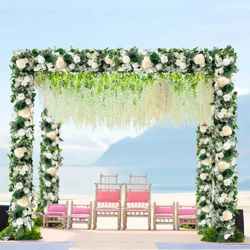 Fiori secchi docidaci 100 cm fai -da -te matrimoni artificiale decorazione di decorazioni pareti forniture in seta peonia rosa floreale decorazione arco