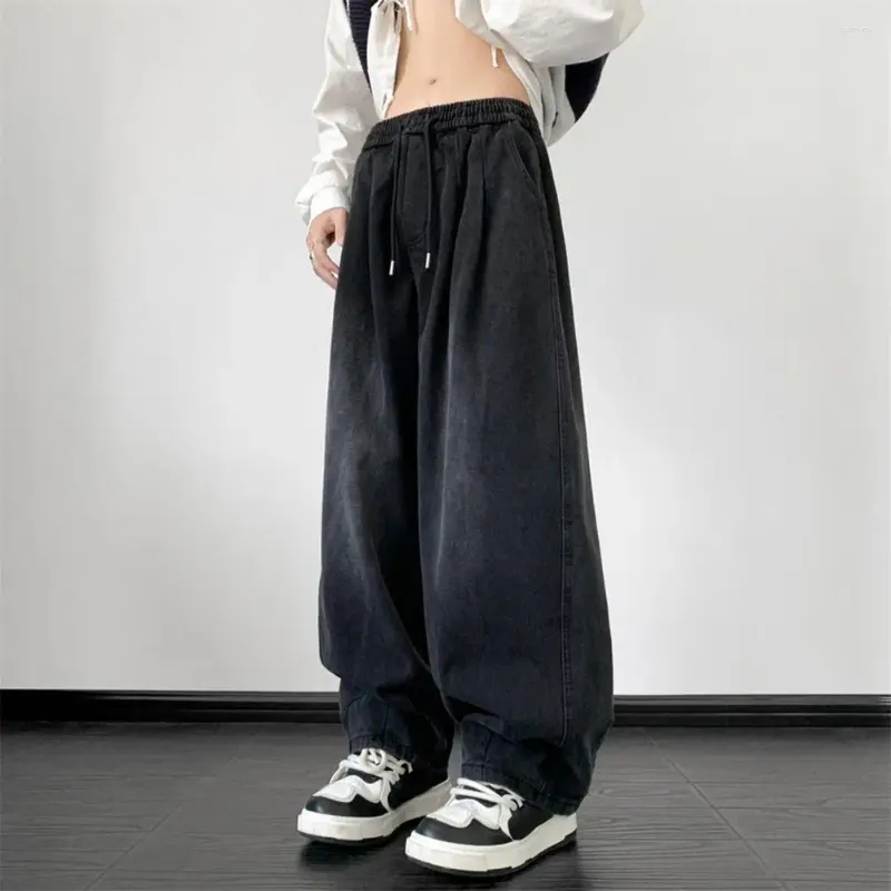 メンズパンツバギージーンズメンズブラックワイドデニム特大貨物韓国ファッション男性服ストリートウェアズボンスウェットパンツ