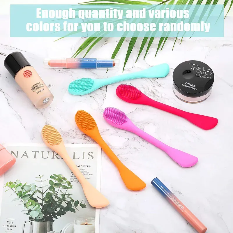 Double-Ended Silicone Face Mask Brush Applicator Facial Mud Brush Soft Silicone Facial Cleanser Brush Makeup Beauty Tool Mask Cream Lotion