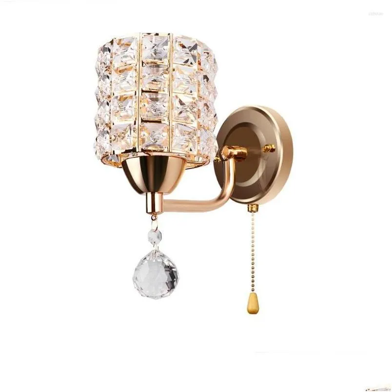 Wandlampe moderne Luxusschlafzimmer Kristalllicht golden polierte Chrom Badezimmer Badezimmer Waschraum.