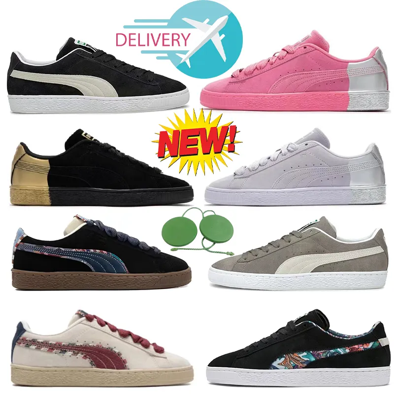 Designerskor Pumaa Herrkvinnor Classic Pink White Black Gold Red Green Brown Men Women Casual Shoes Trainers Sneakers 35.5-45