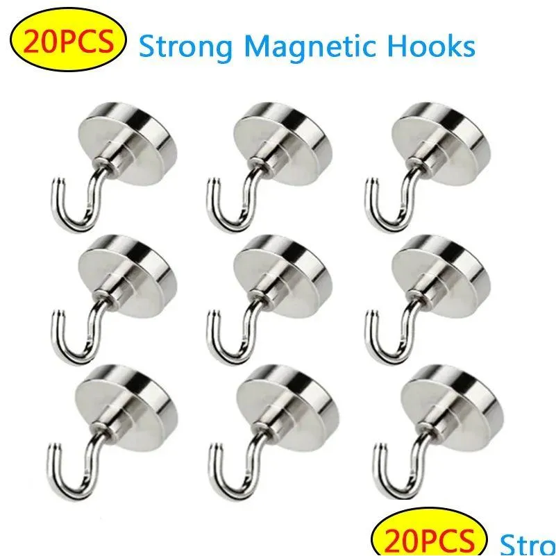 Hooks Rails 10/20pcs Starke magnetische Hochleistungs -Wall -Haus -Küchenstange Aufbewahrungsorganisation für Kleiderbecher T Cup Hanging Drop Lieferung Ga Dhbxt