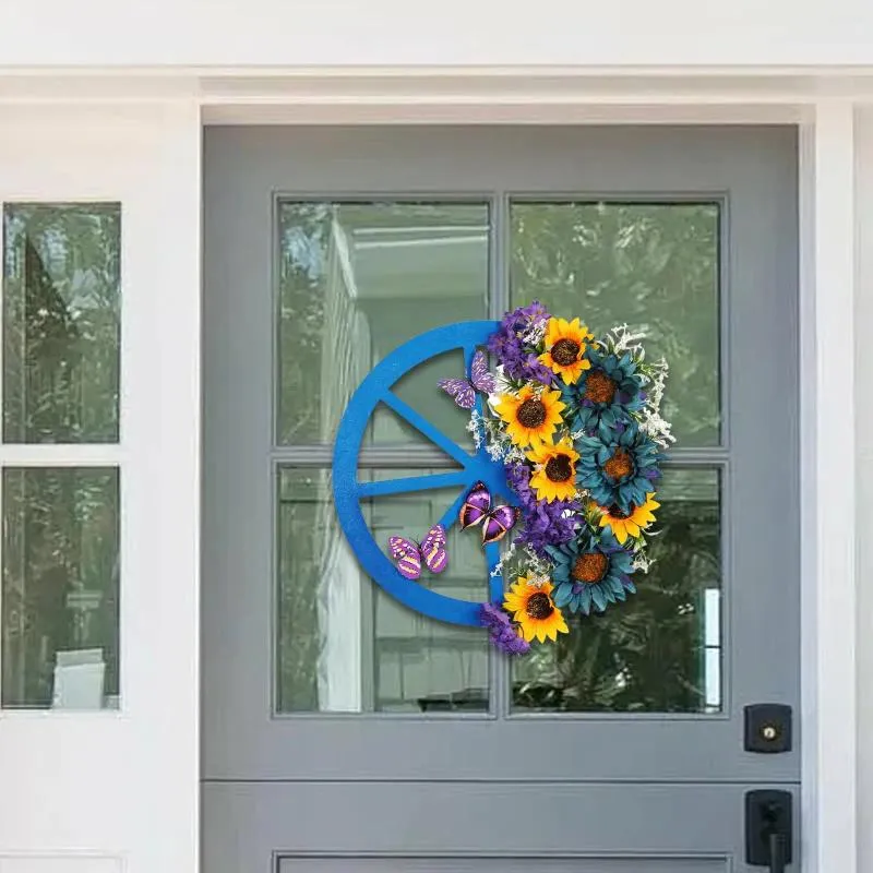 Fleurs décoratives couronne de printemps belle guirlande de tournesol artificiel pour le mariage de fenêtre murale