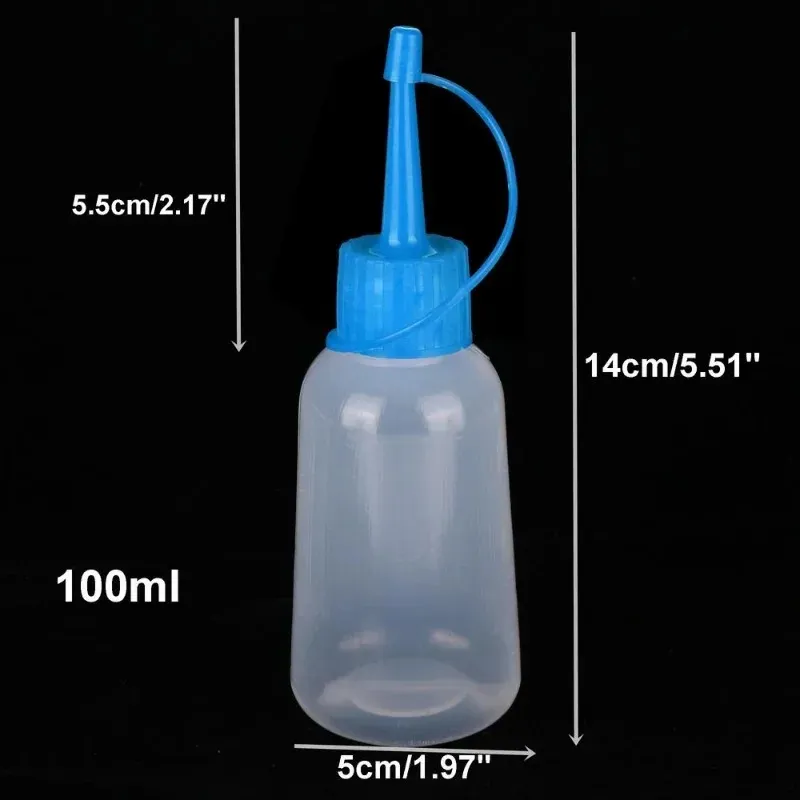 100 ml Plastik Klarspitze Applikator Flasche Plastikquetschflasche mit Spitzenkappe für Handwerkskunstkleber Multi -Zweck -Auffüllbar leer