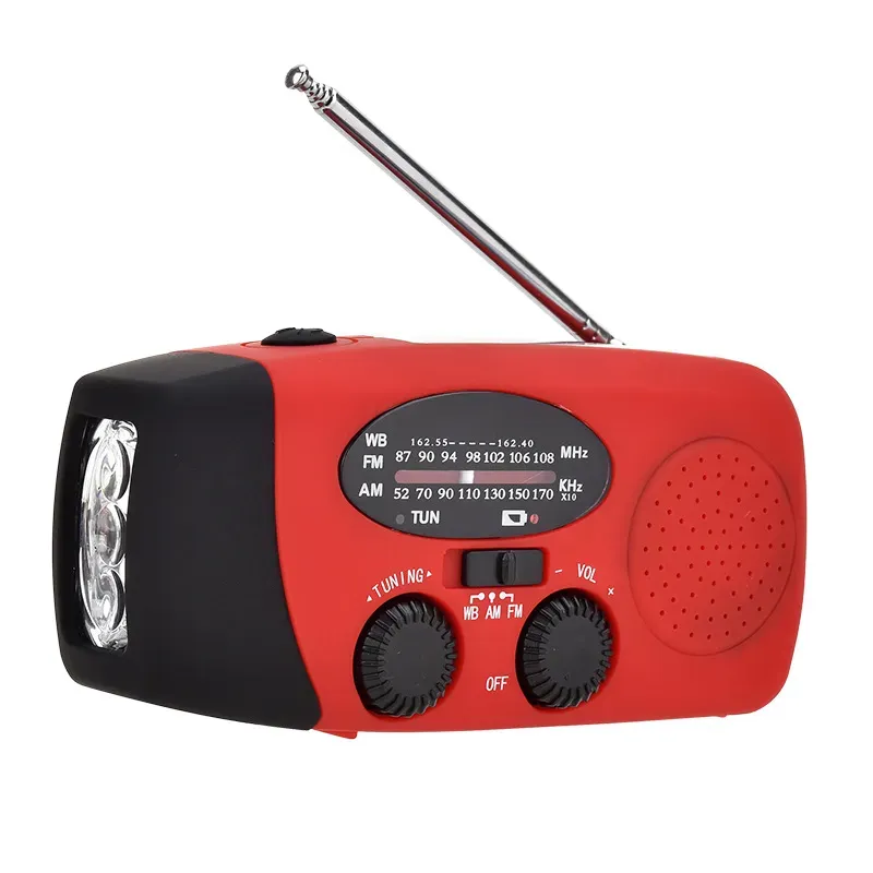 Groothandel AM FM WB Solar Hand Crank Emergency Radio met 3 LED -zaklamp en dynamo fel verlichtingslamp ZZ
