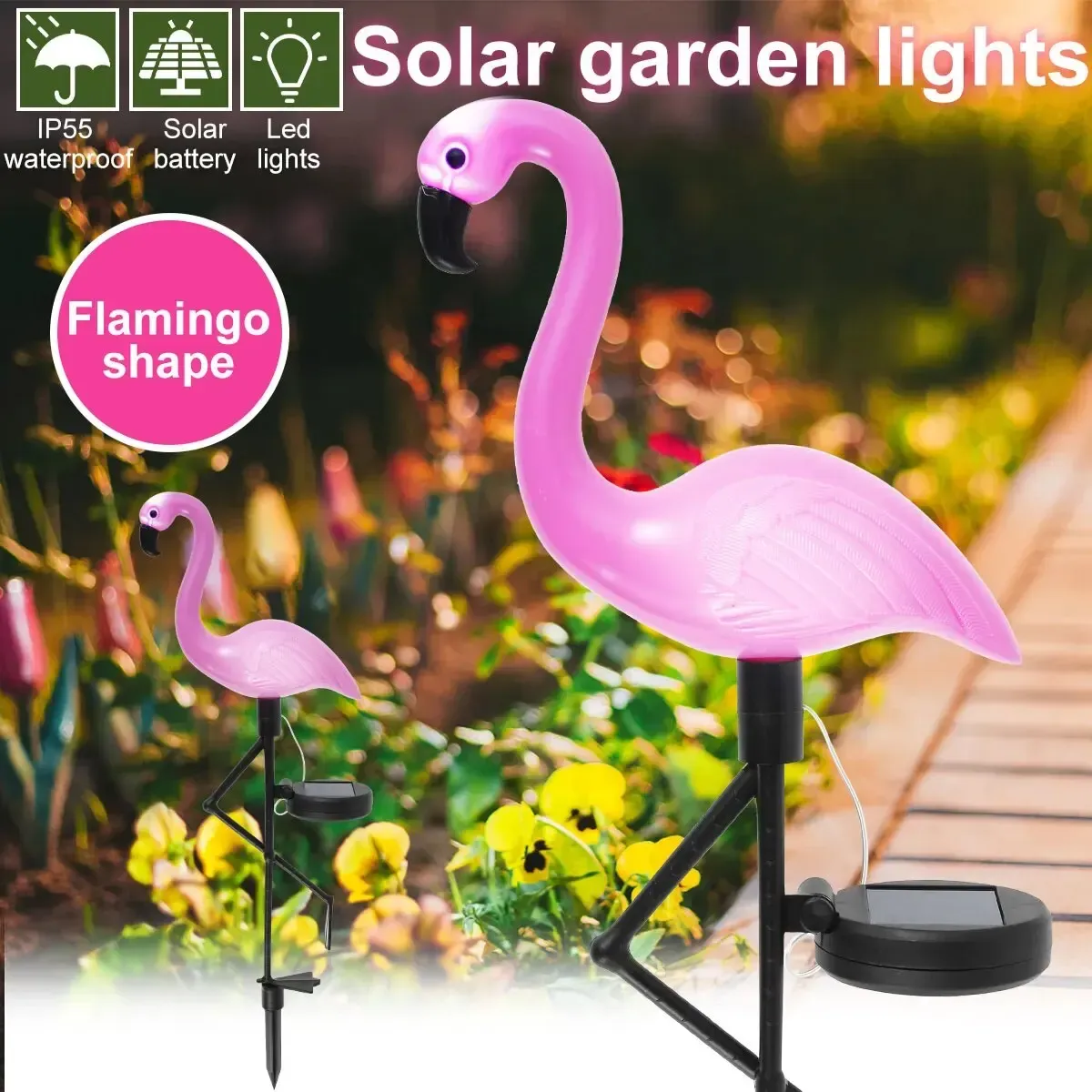 Décorations Pink Flamingo Solar Light Outdoor Courtyard Decoration Light Imperproping Garden LED Patio passe-chemin avec des lumières lampe au sol P