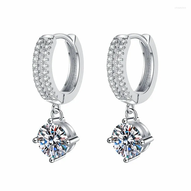 Boucles d'oreilles E125 Lefei Fashion Classic White 1ct Moisanite Exquis Desgin 4 Charm de balade Women Silver 925 Bijoux de fête Gift