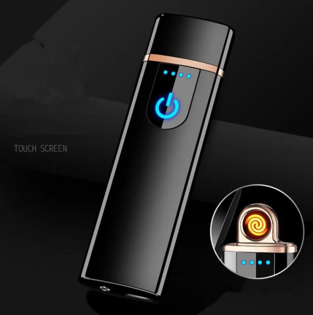 High Quality New LED Screen Battery Display USB Lighter Rechargeable Electronic Lighter Winderproof Flameless Double Side Cigar Pl3755916