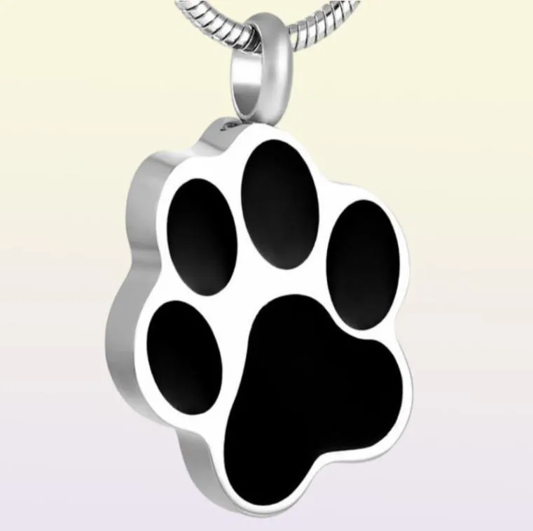 IJD8451 PET DOGCAT PAW PRINT Rostfritt stål för Ashes Cremation Urn Pendant Necklace Memorial Keepsake Pendant Jewelry3653298