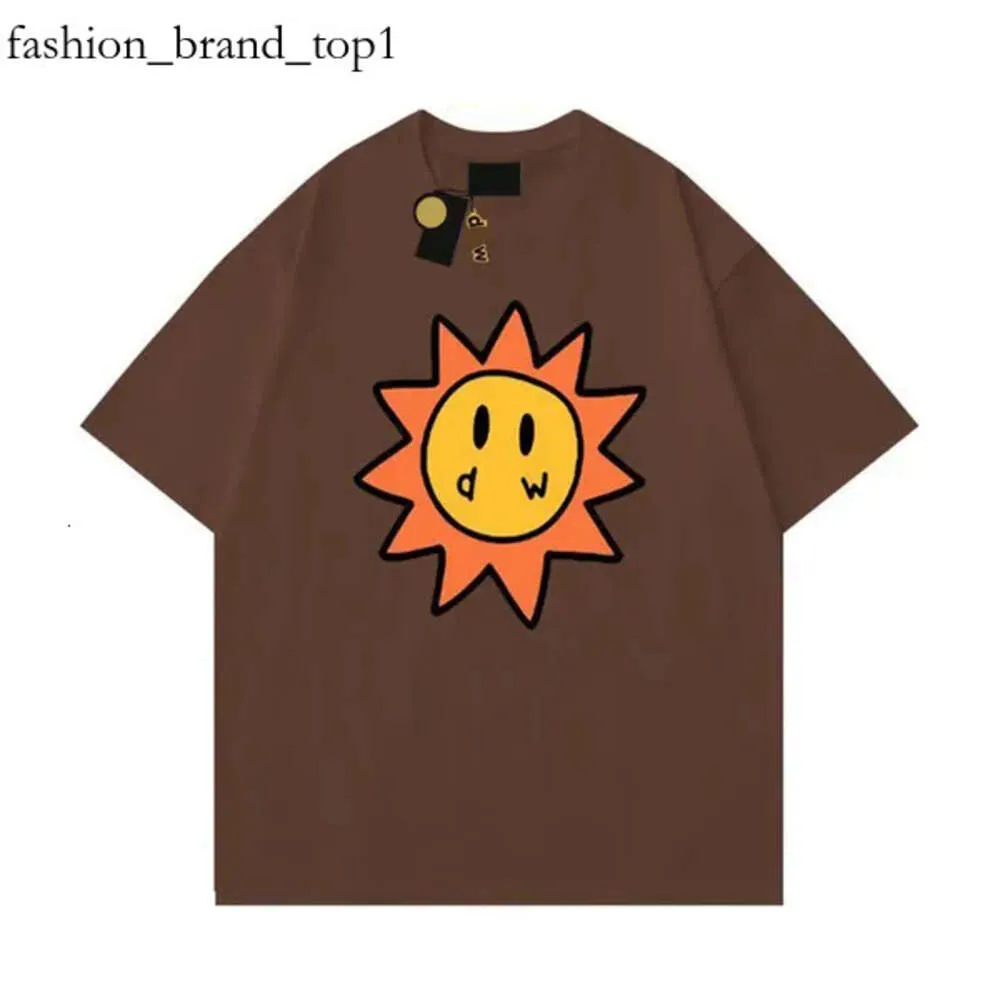 T -koszulka mężczyzn projektant Drawdrew T Shirt Smiley Sun Cards Tee Draw T Shirt Graphic Printing Tshirt Summer Trend krótki rękaw