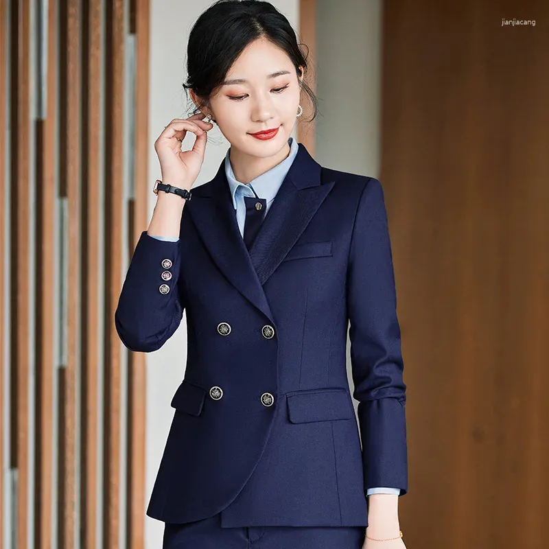 Dames tweedelige broek Women Business Suits Pantsuits Uniform Designs Autumn Winter Carrière Interview Werk Draag Dames Office Professional