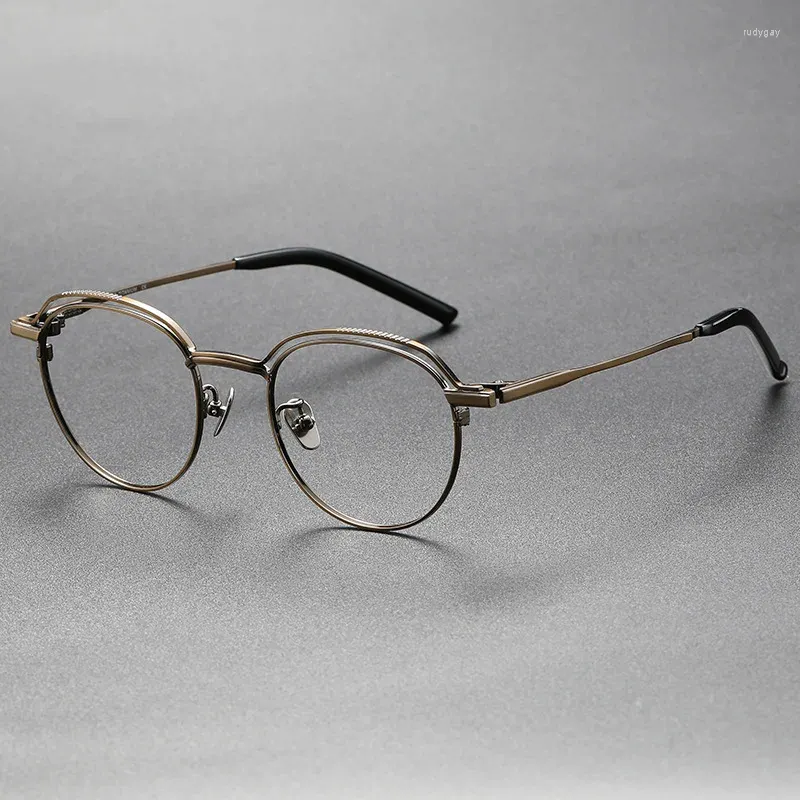 Lunettes de soleil Frames japonais marques faites à la main Titanium Lunes Men Femmes Vintage Eyeglass Eyeglass Super Light Optical Prescription Eyewear