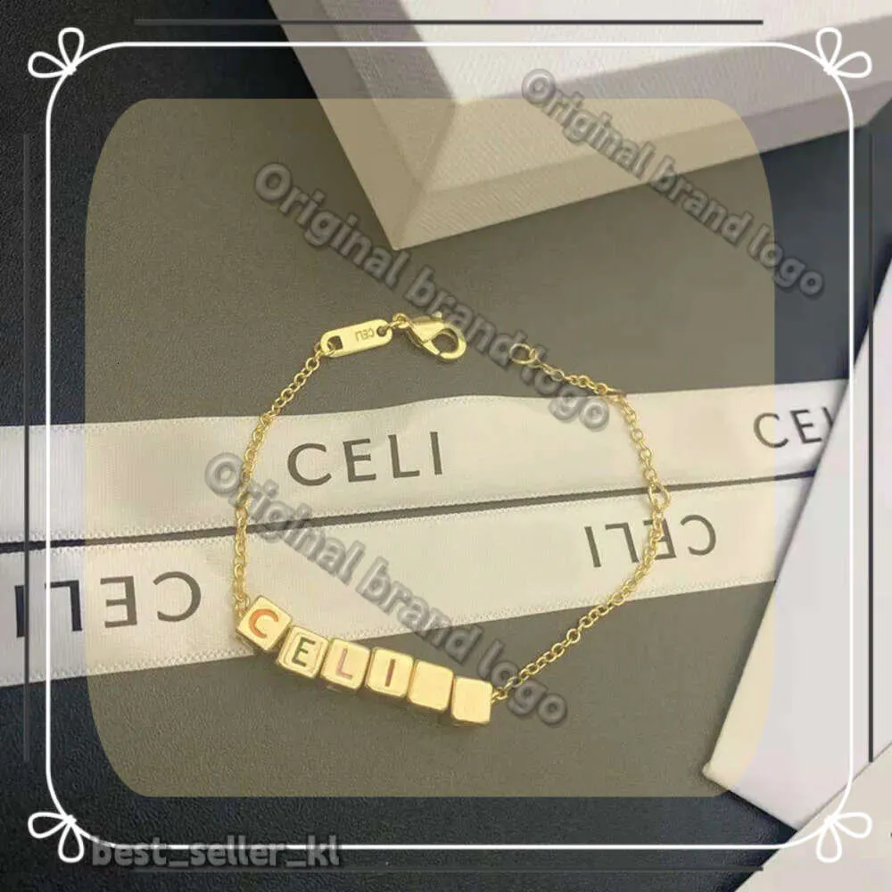 Designers Jewels Celi New CE Home Color Square Letter Armband Match Home Dice Building Blocks Fashionabla Foreign Style Armband Ins Gold Armband 358