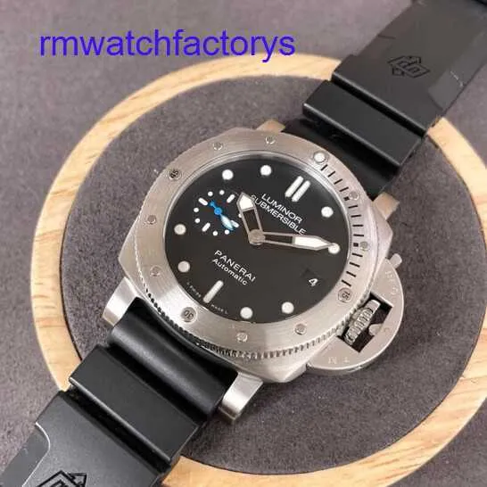 Emocionante relógio de pulso Panerai Submersible Series 42mm Men's Automatic Mechanical Calendar Display Fashion Casual Luxury Watch Black Dial Band PAM00682