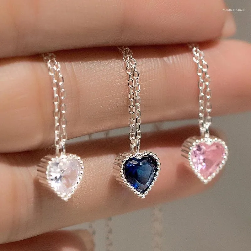 Pendants S925 Collier en argent Femme Simple Inralide Heart en forme de zircon Sweet Collar Collar Romantic Wedding Jewelry Gift