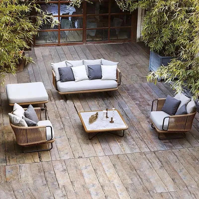 Meble obozowe wolny sofa w stylu sofy ogrodowy balkon rattan tkany stół i krzesło kombinacja