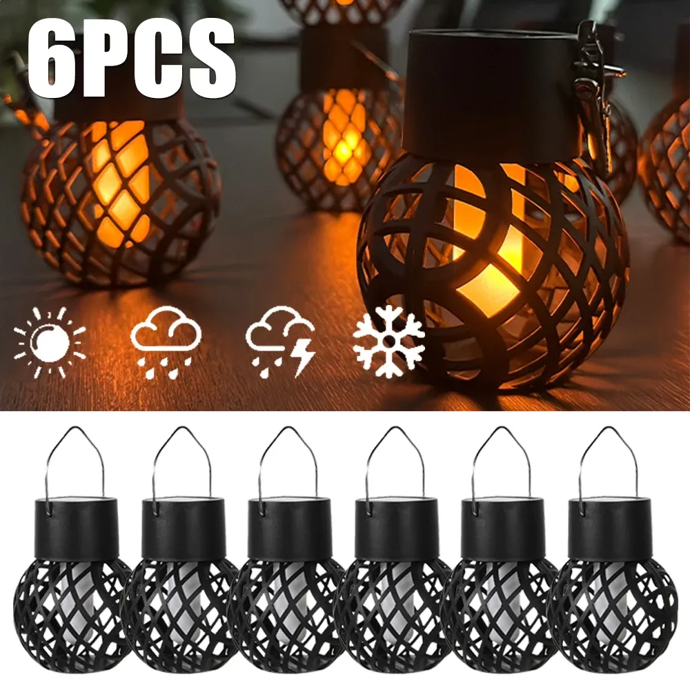 Décorations 16pcs LED Effet de flamme extérieure Lanterne suspendue Lanterne étanche de la lampe de décoration de jardin