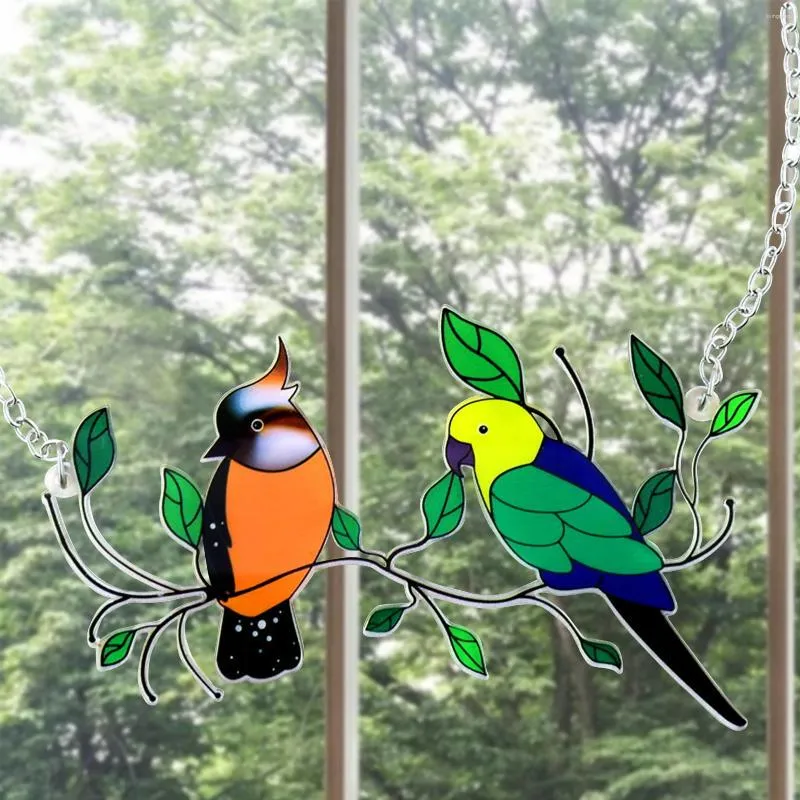 Estatuetas decorativas 2024 mini manchas de vidro manchadas de vidro de vidro de parede pendurada pássaros decoração acessórios da sala de sala escandinava Presentes do dia das mães