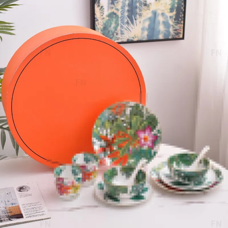 Designer Tableware Sets Tropical Rain Forest Series Bone China Bowls Spoons Cups Plates Ten-pieces Sets Household Using