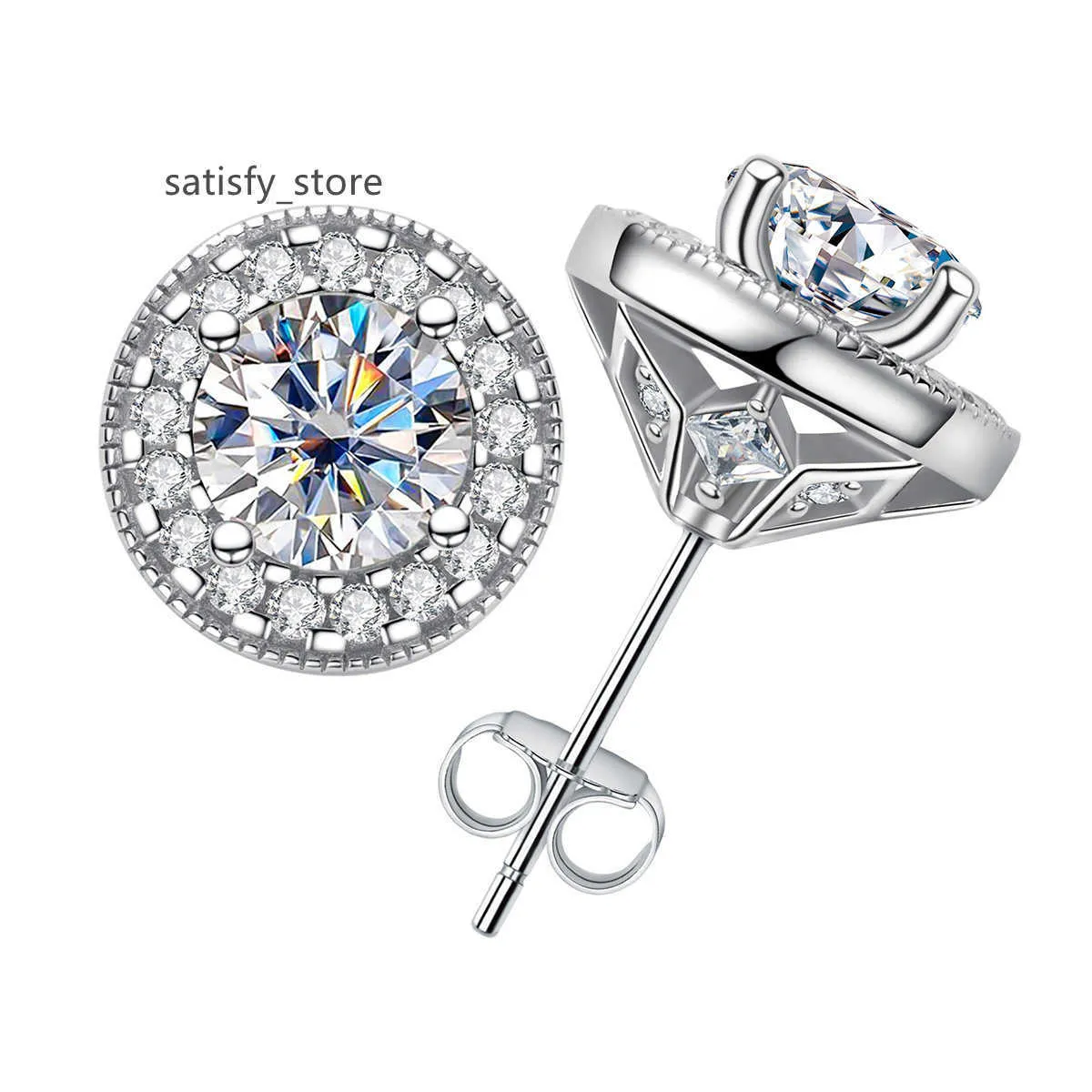 Hailer Jewelry Hot Sale 925 Sterling Silver Fine Jewelry 2.4CTW Passed Diamond Test Moissanite Halo Earring