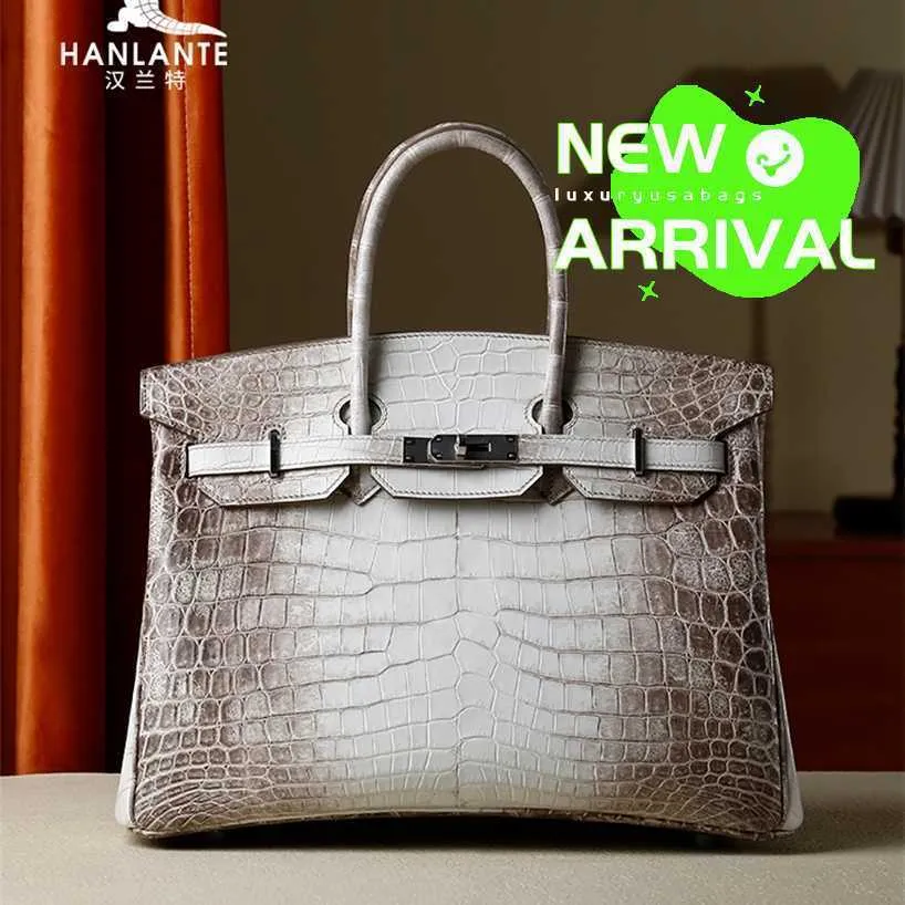 Bagure de bacs 10a Crocodile Fabriqué à la main Sac en cuir authentique Platine 35 Nil Himalayan Sage pour femmes de grande capacité