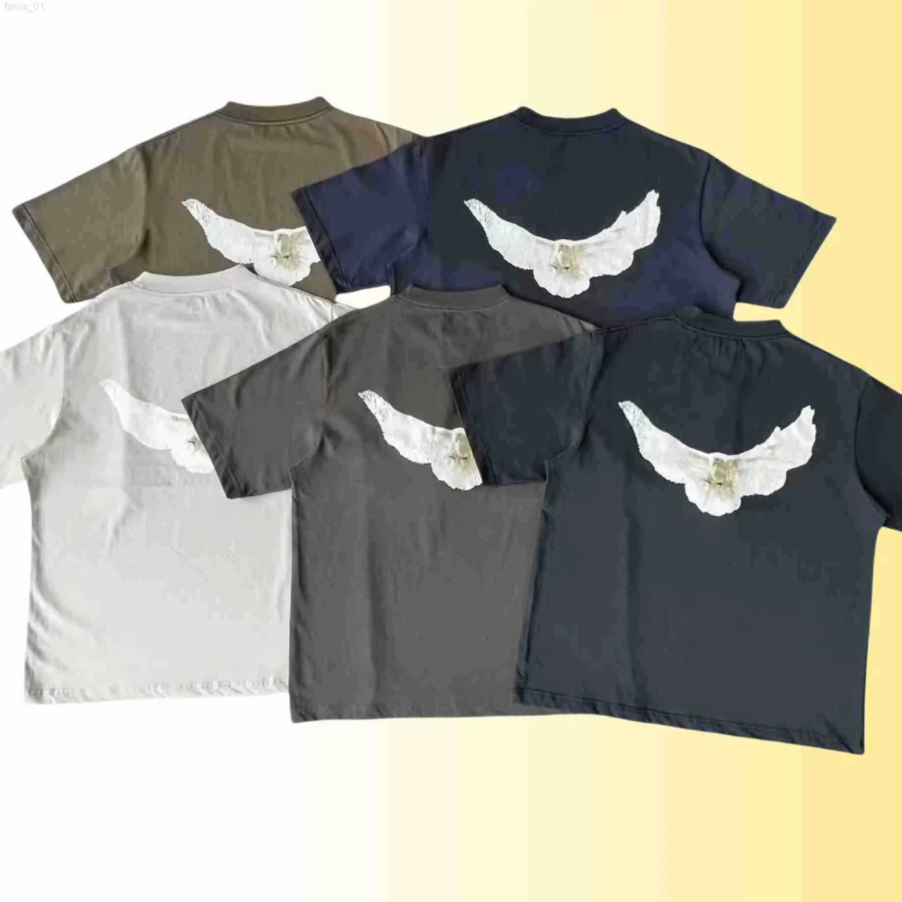Designer Mens T Shirt Tshirt Designe Shirt 260g vikt bomull februst män kvinnor unisex duva mönster grossist 2 bitar 5% rabatt